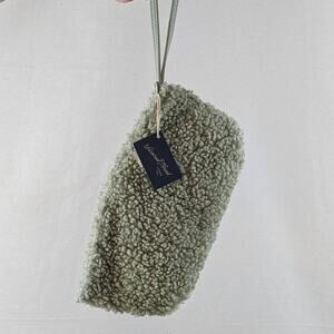Seafoam Pouch Clutch Universal Thread Green Boucle Wristlet Fuzzy Bag Zipper New